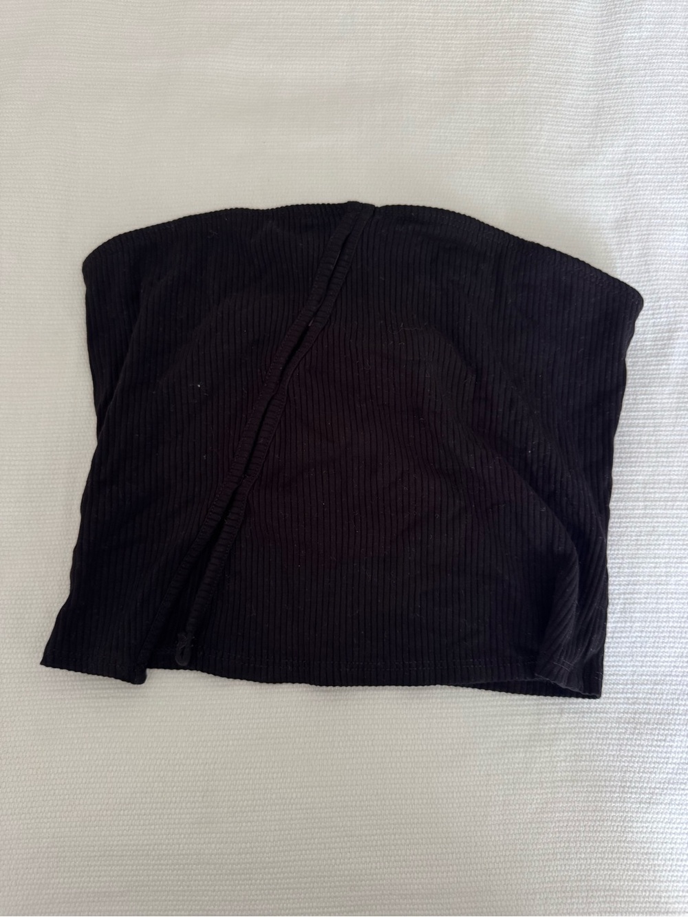 Forever 21 Black Ribbed Strapless Crop Top